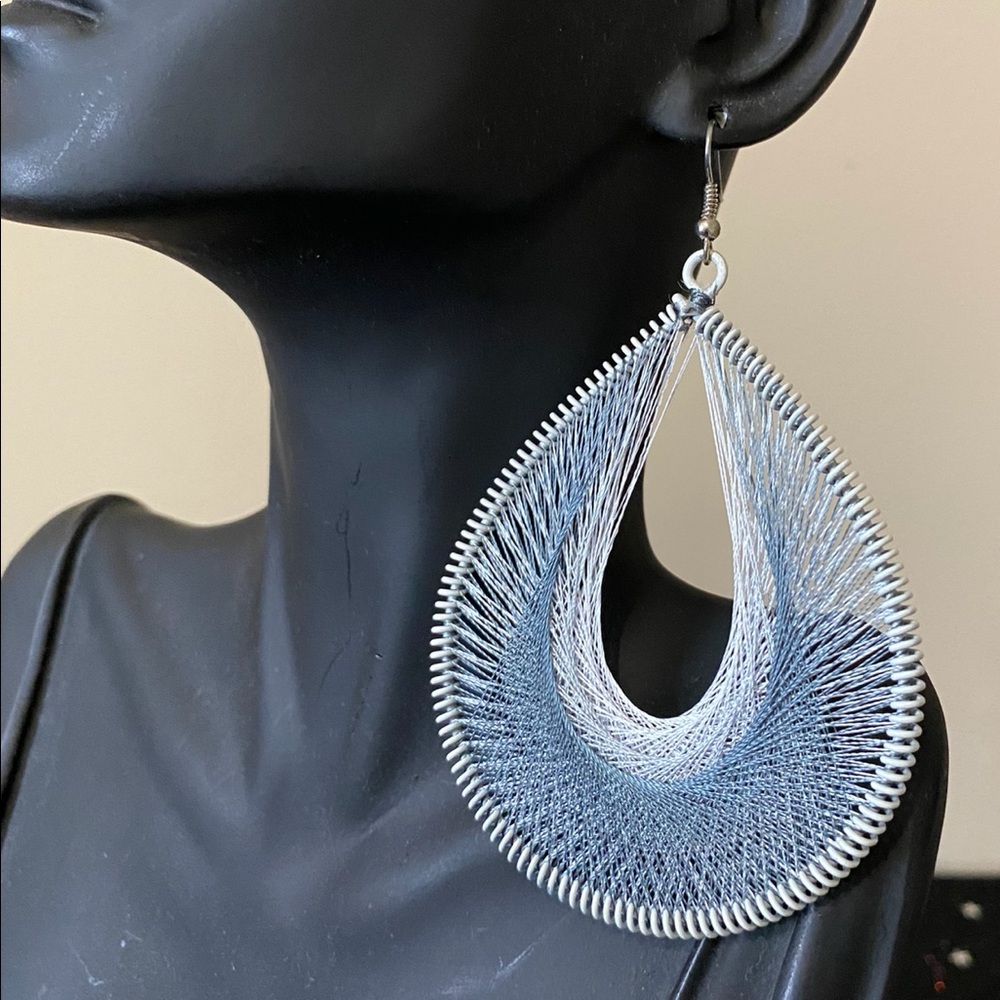 New White and Gray Earrings